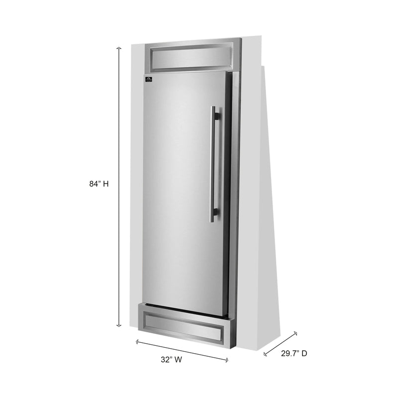 Forno Maderno 32-Inch  13.6 cu.ft. Left Swing Convertible Refrigerator/Freezer Built-In with Decorative Grill Trim (FFFFD1722-32LS)