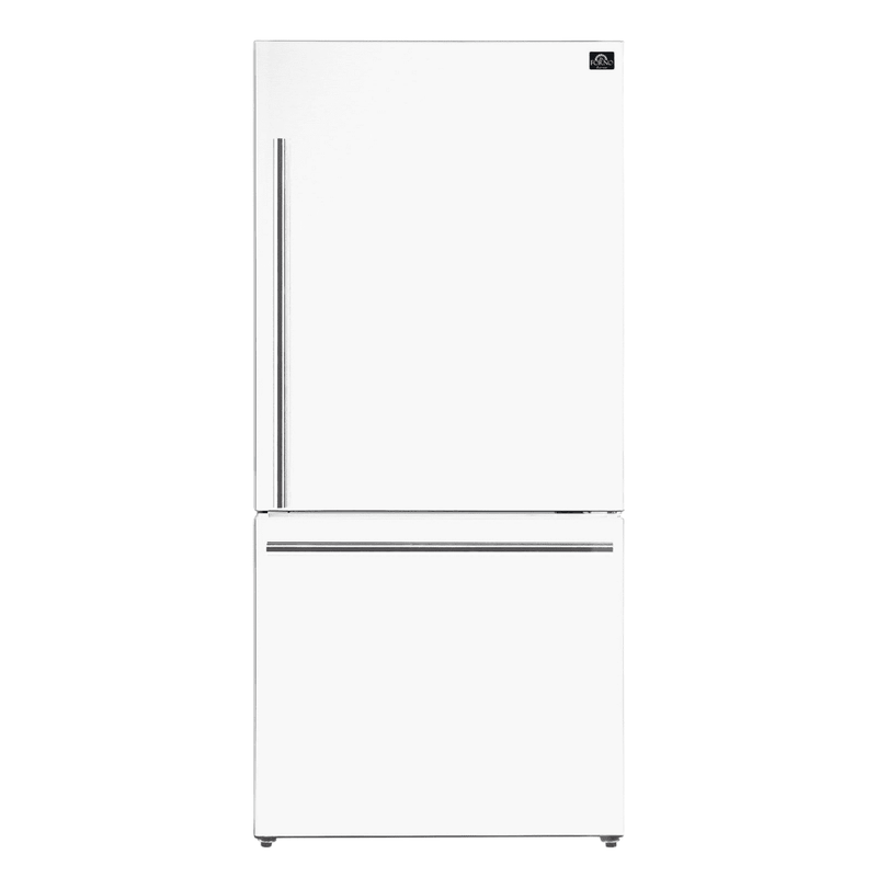 Forno Espresso Package - 30" Electric Range, Range Hood, and Refrigerator in Stainless, White, or Black