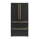 FORNO 2-Piece Appliance Package - 30-Inch Slide-In Induction Range and 36-Inch French Door Refrigerator in Black with Antique Brass Handle FBDL-014-13CAUS