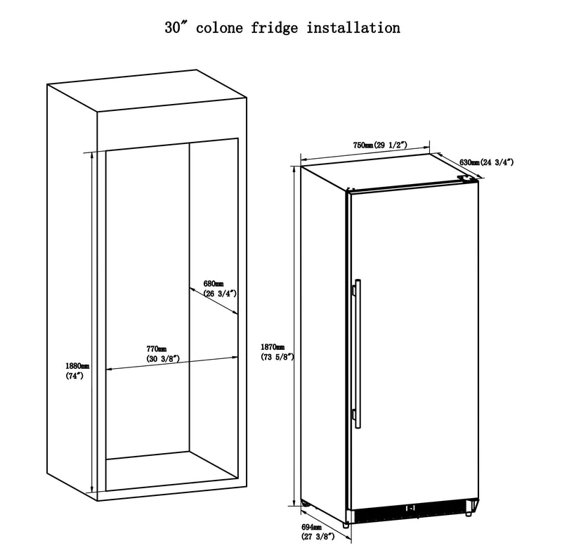 Forno 30-Inch Cologne 14.6 cu.ft. Freestanding Refrigerator in Stainless Steel (FFRBI1821-30S)