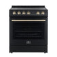 Forno Espresso Package - 30" Electric Range and Range Hood in Stainless Steel, Black, or White with Accents