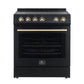 Forno Espresso Package - 30" Electric Range, Range Hood, and Refrigerator in Stainless, White, or Black