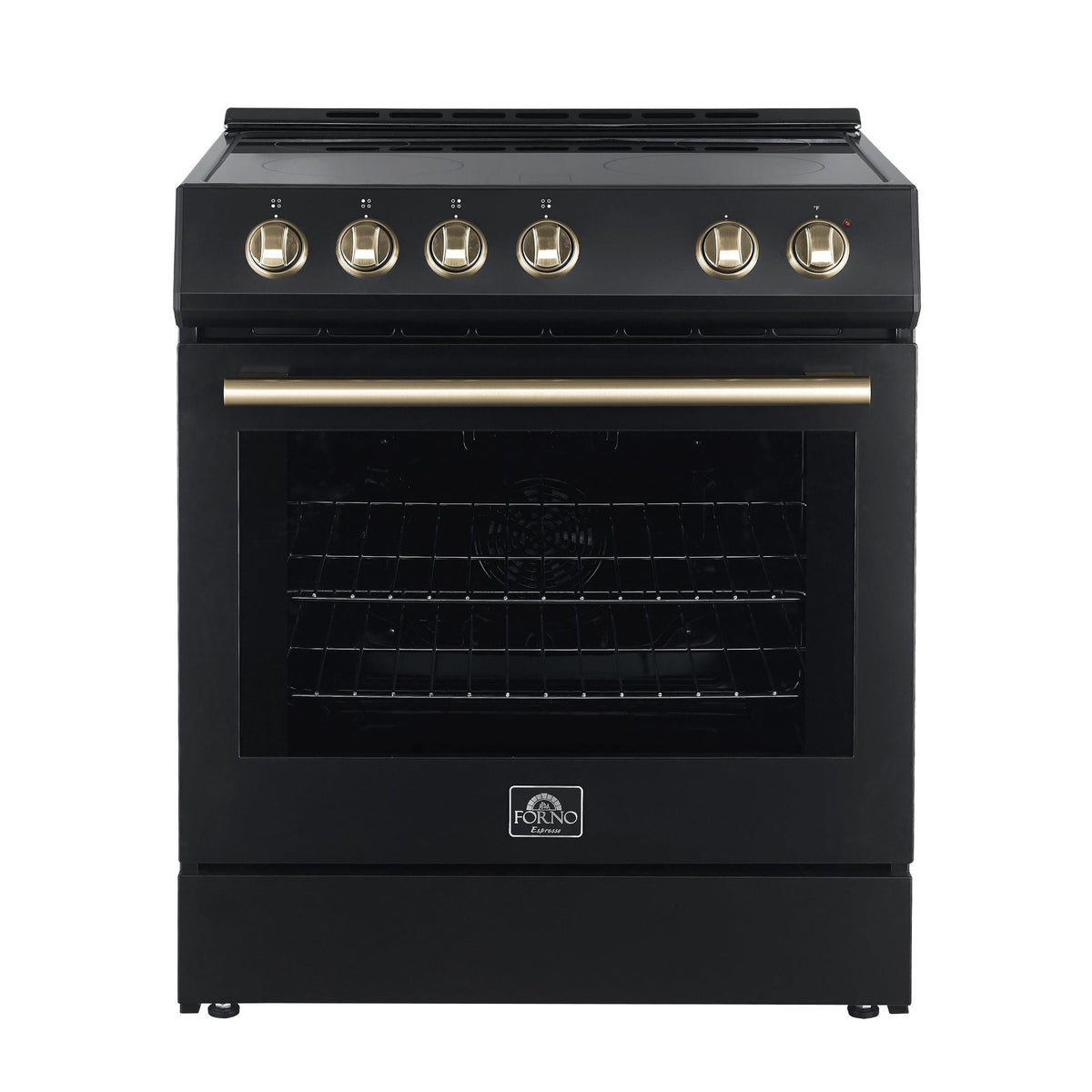 Forno Espresso Package - 30" Electric Range, Range Hood, and Refrigerator in Stainless, White, or Black