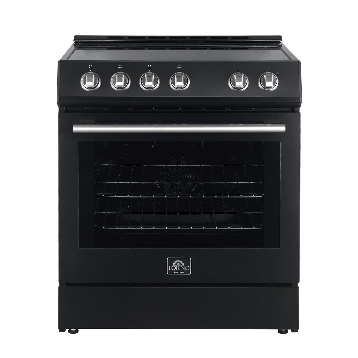 Forno Espresso Package - 30" Electric Range, Range Hood, and Refrigerator in Stainless, White, or Black
