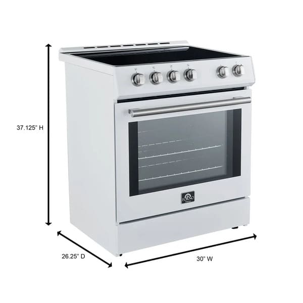 FORNO 2-Piece Appliance Package - 30-Inch Slide-In Induction Range and 36-Inch French Door Refrigerator in White with Stainless Steel Handle FBDL-014-08CAUS