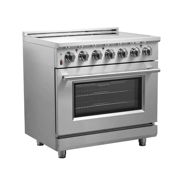 FORNO 2-Piece Appliance Package - 36-Inch Electric Range and 31-Inch Refrigerator, Right Hinge in Stainless Steel FBDL-013-06CAUS