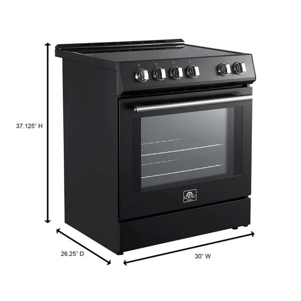 FORNO 2-Piece Appliance Package - 30-Inch Slide-In Induction Range and 36-Inch French Door Refrigerator in Black with Antique Brass Handle FBDL-014-13CAUS