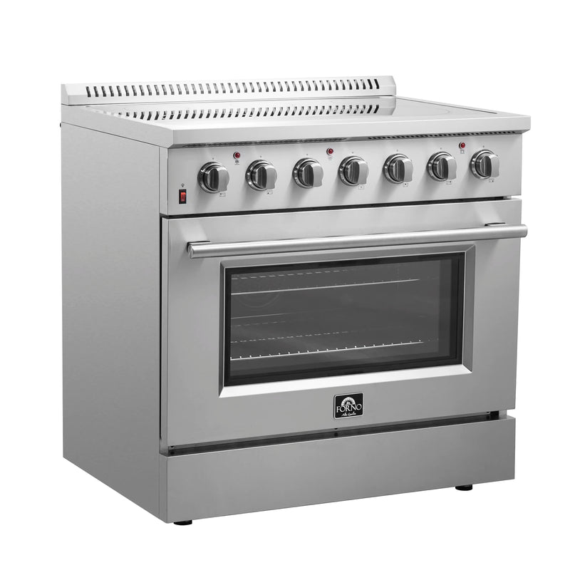 Forno 2-Piece Appliance Package - 36-Inch Electric Range and Wall Mount Range Hood with Backsplash in Stainless Steel