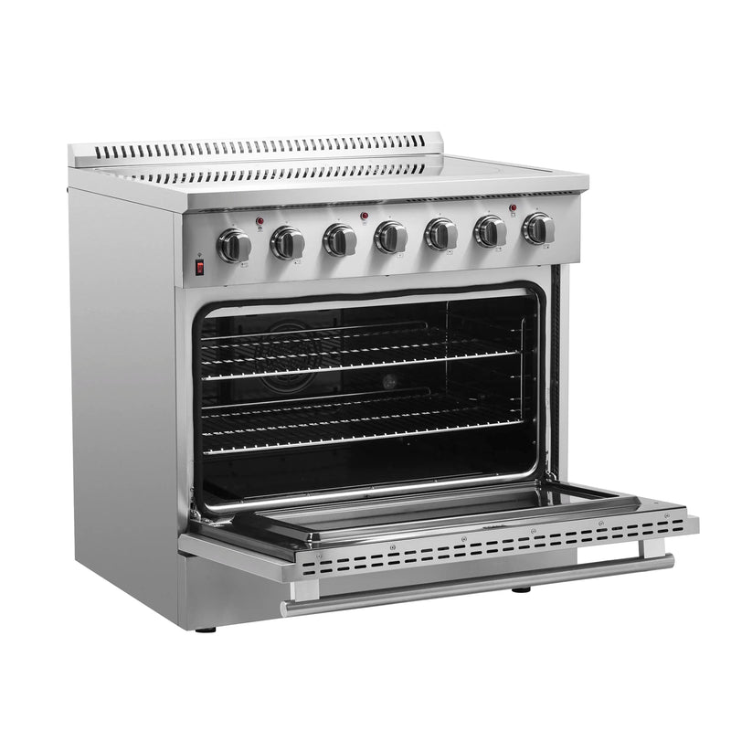 Forno 2-Piece Appliance Package - 36-Inch Electric Range and Wall Mount Range Hood with Backsplash in Stainless Steel