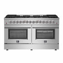 Forno Galiano 60-Inch Dual Fuel Range with 240v Electric Oven - 10 Burners in Stainless Steel (FFSGS6156-60)
