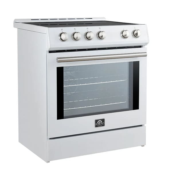 FORNO 2-Piece Appliance Package - 30-Inch Slide-In Induction Range and 36-Inch French Door Refrigerator in White with Stainless Steel Handle FBDL-014-08CAUS