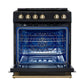 FORNO 2-Piece Appliance Package - 30-Inch Slide-In Induction Range and 36-Inch French Door Refrigerator in Black with Antique Brass Handle FBDL-014-13CAUS