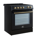 FORNO 2-Piece Appliance Package - 30-Inch Slide-In Induction Range and 36-Inch French Door Refrigerator in Black with Antique Brass Handle FBDL-014-13CAUS