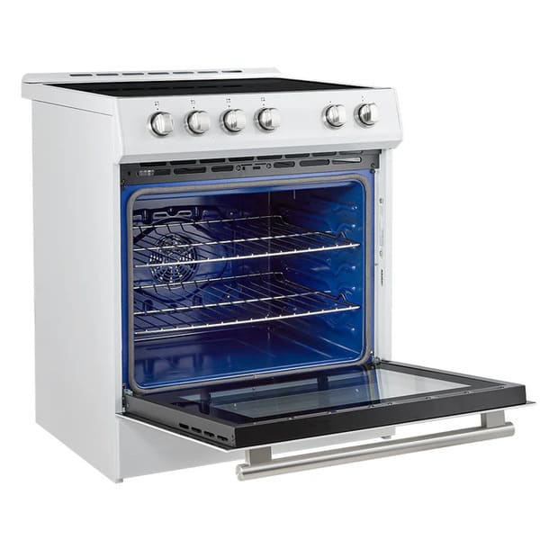 FORNO 2-Piece Appliance Package - 30-Inch Slide-In Induction Range and 36-Inch French Door Refrigerator in White with Stainless Steel Handle FBDL-014-08CAUS