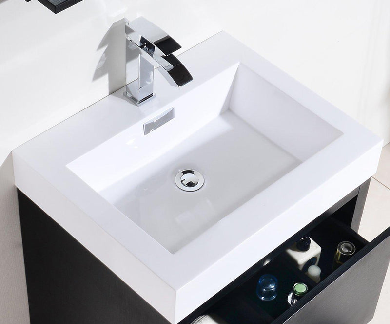 KubeBath Bliss 24 in. Free Standing Modern Bathroom Vanity - Black, FMB24-BK