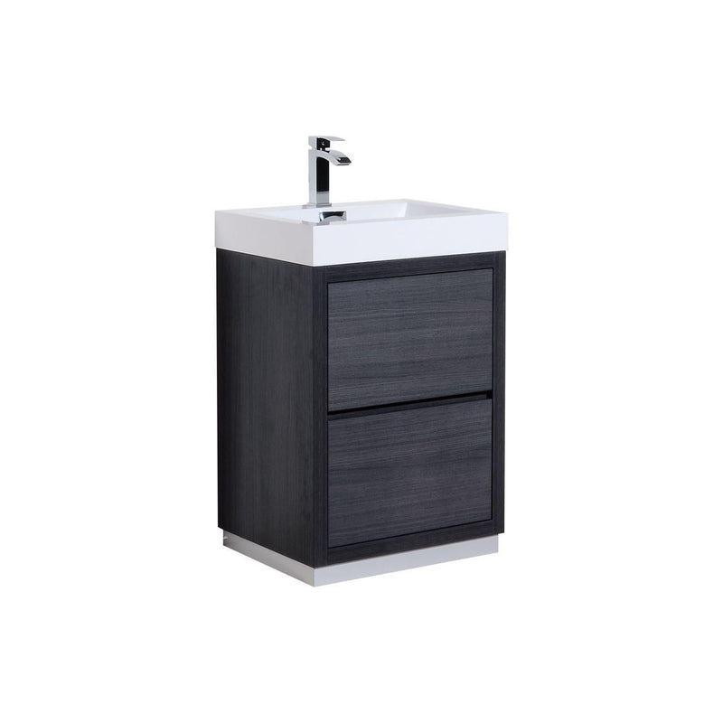 KubeBath Bliss 24 in. Free Standing Modern Bathroom Vanity - Gray Oak, FMB24-GO