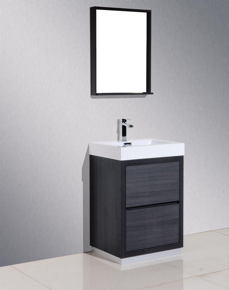 KubeBath Bliss 24 in. Free Standing Modern Bathroom Vanity - Gray Oak, FMB24-GO