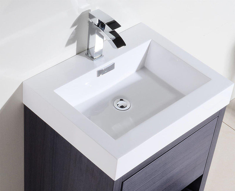 KubeBath Bliss 30 in. Free Standing Modern Bathroom Vanity - Gray Oak, FMB30-GO