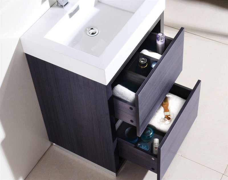 KubeBath Bliss 24 in. Free Standing Modern Bathroom Vanity - Gray Oak, FMB24-GO