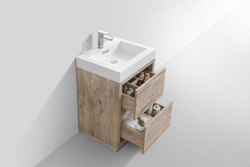 KubeBath Bliss 24 in. Free Standing Modern Bathroom Vanity - Nature Wood, FMB24-NW