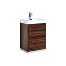 KubeBath Bliss 24 in. Free Standing Modern Bathroom Vanity - Walnut, FMB24-WNT