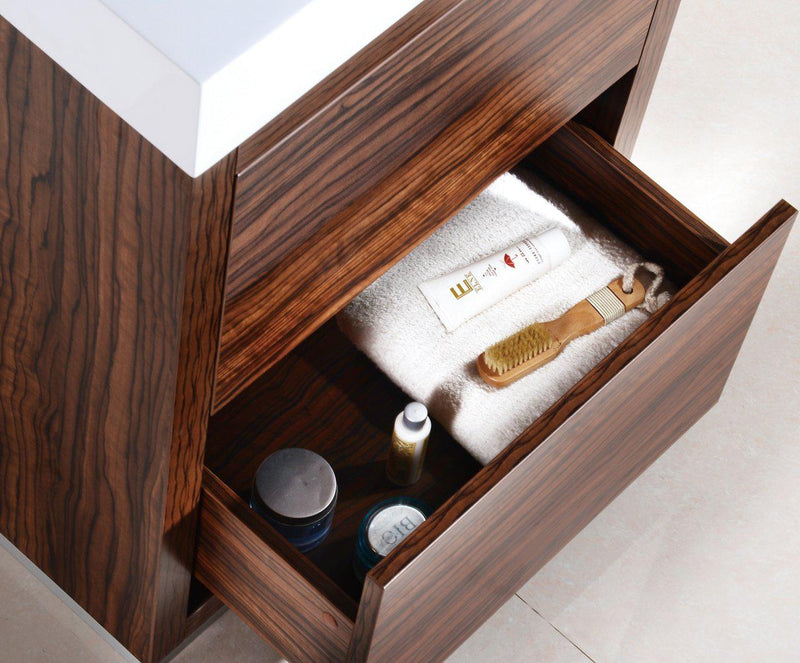 KubeBath Bliss 24 in. Free Standing Modern Bathroom Vanity - Walnut, FMB24-WNT