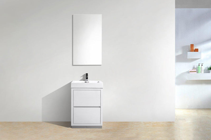 KubeBath Bliss 24 in. Free Standing Modern Bathroom Vanity - High Gloss White, FMB24-GW