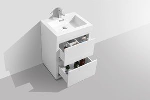 KubeBath Bliss 30 in. Free Standing Modern Bathroom Vanity - High Gloss White, FMB30-GW