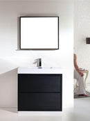 KubeBath Bliss 36 in. Free Standing Modern Bathroom Vanity - Black, FMB36-BK