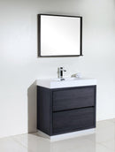 KubeBath Bliss 36 in. Free Standing Modern Bathroom Vanity - Gray Oak, FMB36-GO