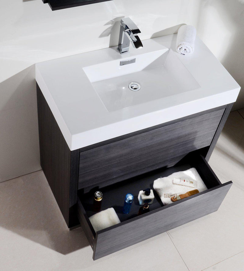 KubeBath Bliss 36 in. Free Standing Modern Bathroom Vanity - Gray Oak, FMB36-GO