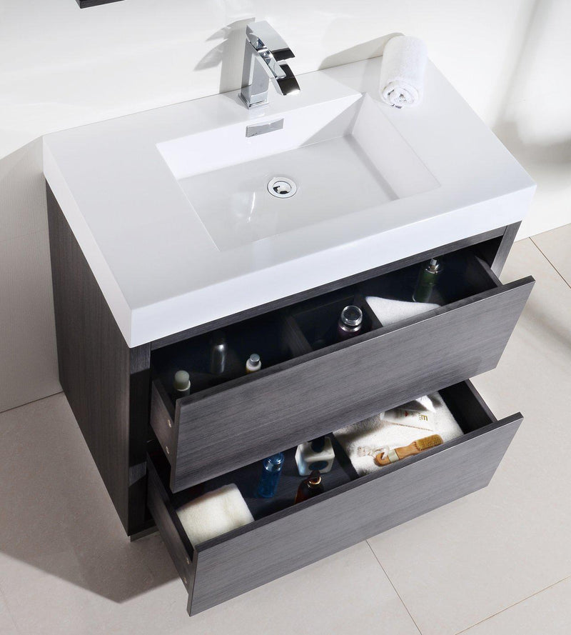 KubeBath Bliss 36 in. Free Standing Modern Bathroom Vanity - Gray Oak, FMB36-GO
