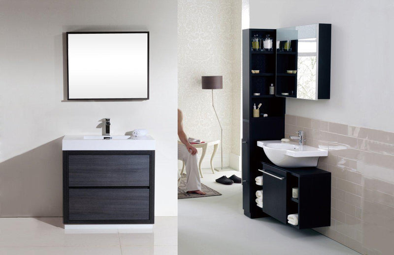 KubeBath Bliss 36 in. Free Standing Modern Bathroom Vanity - Gray Oak, FMB36-GO