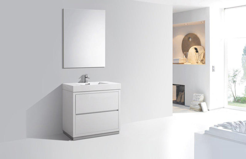 KubeBath Bliss 36 in. Free Standing Modern Bathroom Vanity - High Gloss White, FMB36-GW