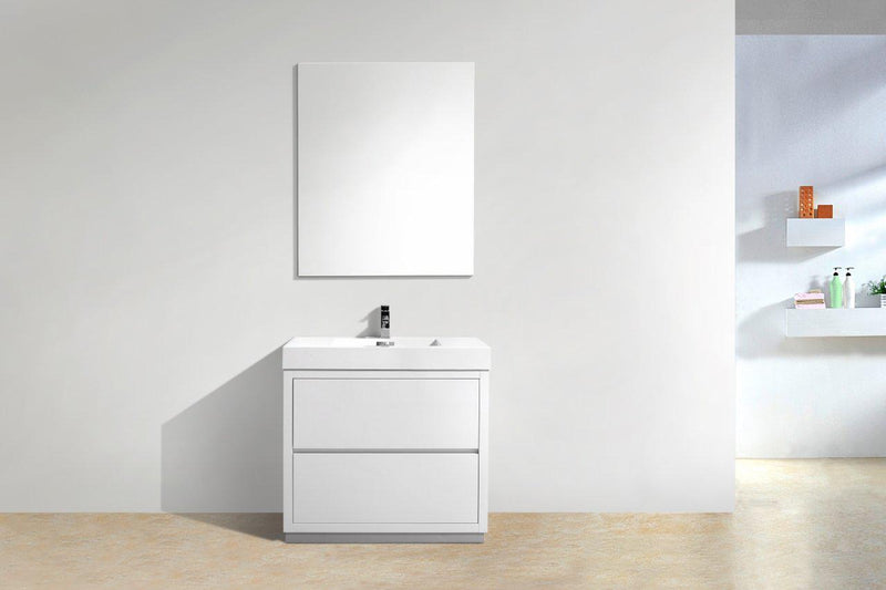KubeBath Bliss 36 in. Free Standing Modern Bathroom Vanity - High Gloss White, FMB36-GW
