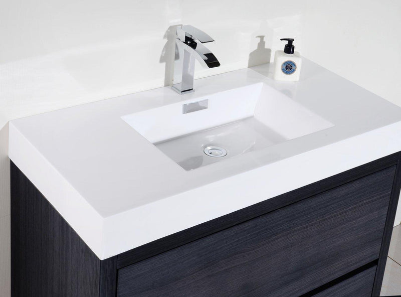KubeBath Bliss 40 in. Free Standing Modern Bathroom Vanity - Gray Oak, FMB40-GO