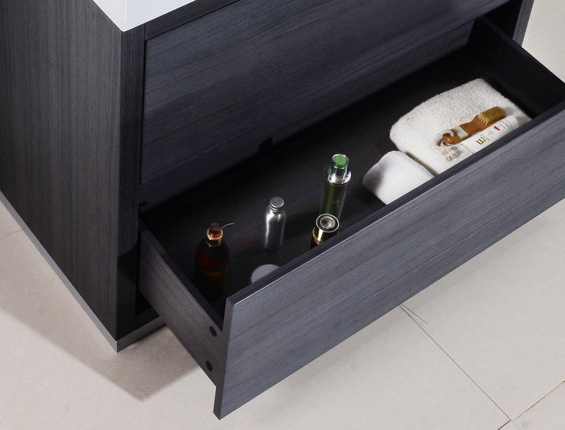 KubeBath Bliss 40 in. Free Standing Modern Bathroom Vanity - Gray Oak, FMB40-GO