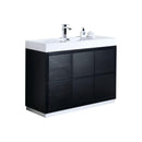 KubeBath Bliss 48 in. Free Standing Modern Bathroom Vanity - Black, FMB48-BK