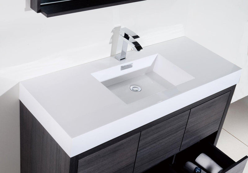 KubeBath Bliss 48 in. Free Standing Modern Bathroom Vanity - Gray Oak, FMB48-GO
