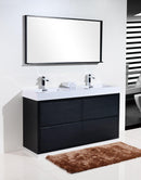 KubeBath Bliss 60 in. Double Sink Free Standing Modern Bathroom Vanity - Black, FMB60D-BK