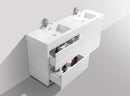 KubeBath Bliss 60 in. Double Sink Free Standing Modern Bathroom Vanity - High Gloss White, FMB60D-GW