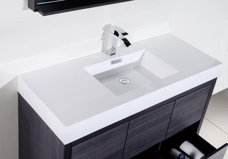 KubeBath Bliss 60 in. Single Sink Free Standing Modern Bathroom Vanity - Gray Oak, FMB60S-GO