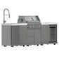 FORNO Bulnes Outdoor Kitchen 30-Inch BBQ 60,000 BTU, with Sear, Rotisserie Infrared Burners, 1.8 Cu.Ft. Beverage Center, & Black/White Countertops
