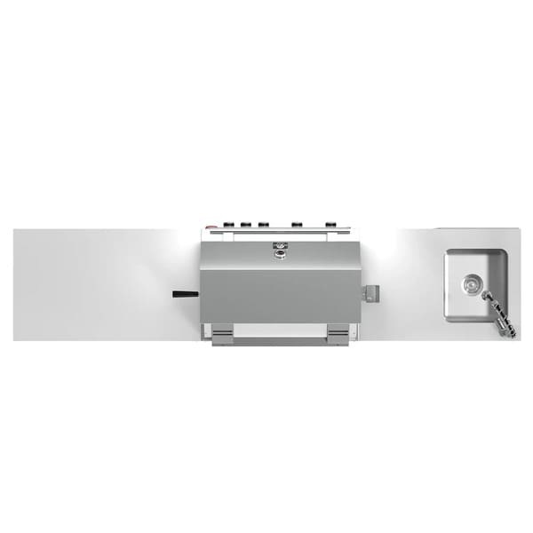 FORNO Bulnes Outdoor Kitchen 30-Inch BBQ 60,000 BTU, with Sear, Rotisserie Infrared Burners, 1.8 Cu.Ft. Beverage Center, & Black/White Countertops