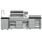 FORNO Bulnes Outdoor Kitchen 40-Inch BBQ 95,000 BTU, with 5 Burners, Sear & Rotisserie Infrared Side Burner, 1.8 cu.ft. Beverage Center & Black/White Countertops