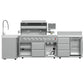FORNO Bulnes Outdoor Kitchen 40-Inch BBQ 95,000 BTU, with 5 Burners, Sear & Rotisserie Infrared Side Burner, 1.8 cu.ft. Beverage Center & Black/White Countertops