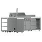 FORNO Bulnes Outdoor Kitchen 40-Inch BBQ 95,000 BTU, with 5 Burners, Sear & Rotisserie Infrared Side Burner, 1.8 cu.ft. Beverage Center & Black/White Countertops