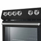 Close-up view of the control knobs on the FORNO 30-inch electric range, showcasing durable, metallic-finish knobs with precise temperature markings for easy and accurate cooking control.