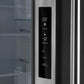 Close-up view of the digital control panel inside the Forno 30-inch French door refrigerator in stainless steel, featuring touch controls and LED display for adjusting temperature settings and managing cooling zones.