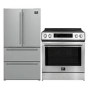 FORNO 2-piece appliance package featuring a 30-inch induction range and a 36-inch French door refrigerator in stainless steel, offering a sleek and energy-efficient kitchen setup with modern design and spacious storage.